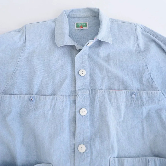 Vintage Green Village Blue Chambray Button  Down Jacket 40 - Picture 16 of 16